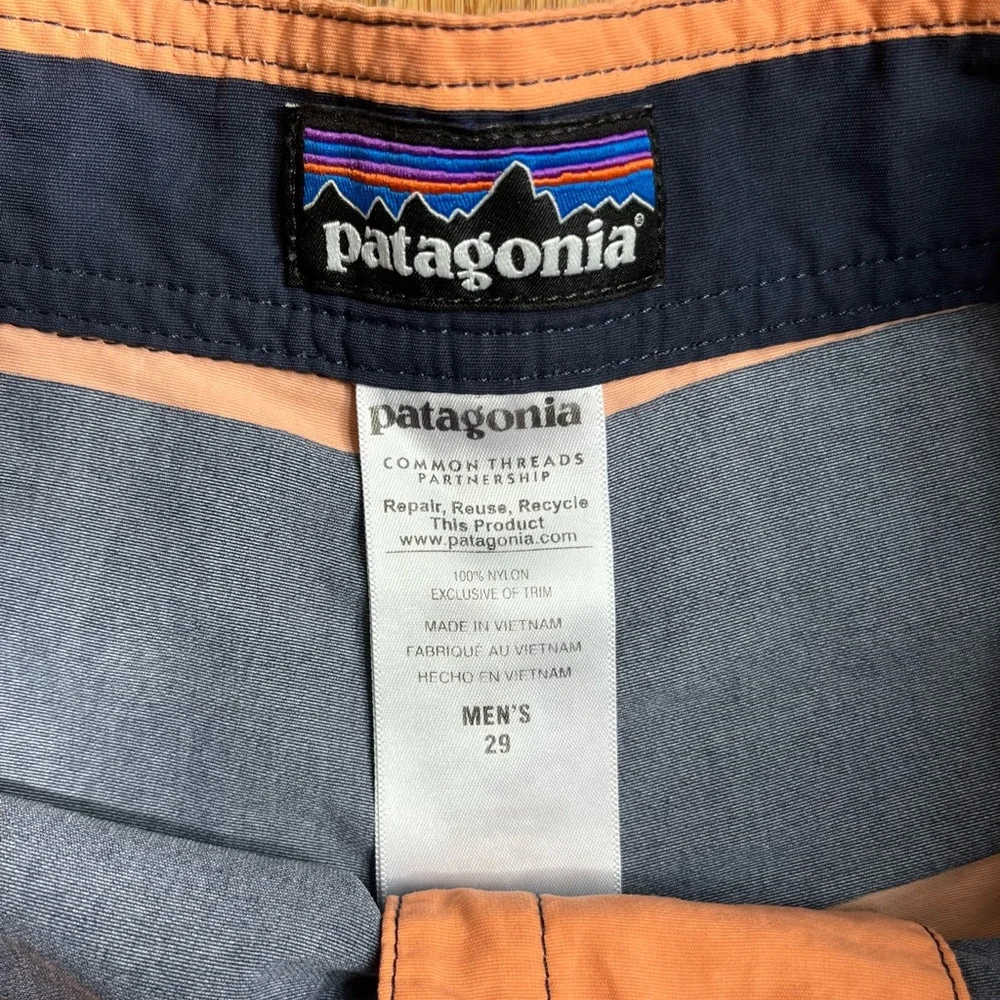 Patagonia swim trunks size 29 blue orange